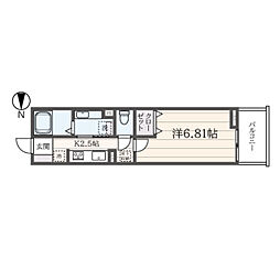 プルメリアヒルズ 1Kの間取図画像