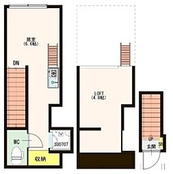 Stage 北新宿II 2階ワンルームの間取り
