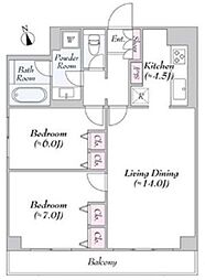 ヴァンテ・アン神楽坂 3階2LDKの間取り