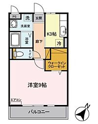パークセントラル 1Kの間取図画像