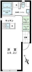 ルーナクレシェンテ早稲田 2階1Kの間取り
