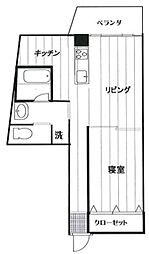 東輝第2ビル 1LDKの間取図画像
