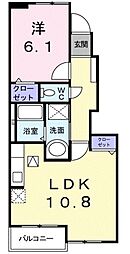 ハーモニー 1LDKの間取図画像