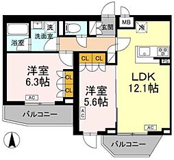 ロイジェント上板橋 2LDKの間取図画像