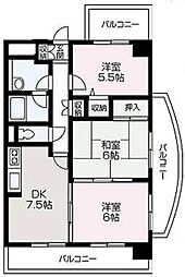 ヴィラグリュイエール 3DKの間取図画像