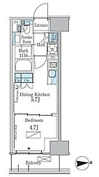 JR総武線 大久保駅 徒歩6分の賃貸マンション 1階1DKの間取り