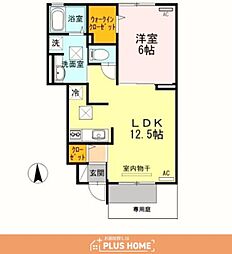 リーフマルーン 1LDKの間取図画像