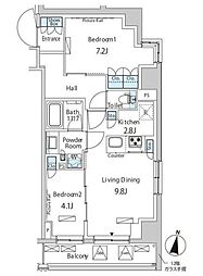 パークアクシス成増二丁目 2LDKの間取図画像