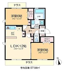 フローラM 2LDKの間取図画像