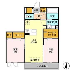 アークコンフォート 2LDKの間取図画像