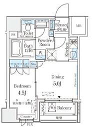 セレニティー神田 3階1DKの間取り
