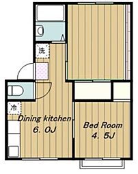 京王線 聖蹟桜ヶ丘駅 バス15分 こうしん塚通下車 徒歩4分の賃貸アパート 2階2DKの間取り