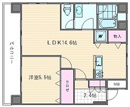 汐見ハイツ 1LDKの間取図画像