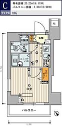 スカイコート田端3 1Kの間取図画像