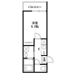 ピークヴィレ青井 3階1Kの間取り