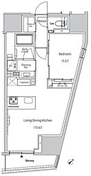 ザ・パークハビオ市ヶ谷ウエスト 1LDKの間取図画像