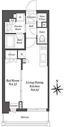 クレストコート白金高輪 3階1LDKの間取り