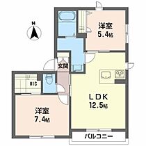 プロヌーブ不来方II 201 ｜ 岩手県紫波郡矢巾町医大通２丁目5-3（賃貸アパート2LDK・2階・59.07㎡） その2