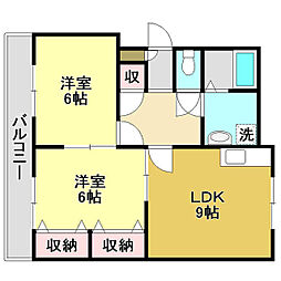 泉野ハイツ 2LDKの間取図画像