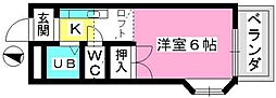 ベルハイツ 1Kの間取図画像