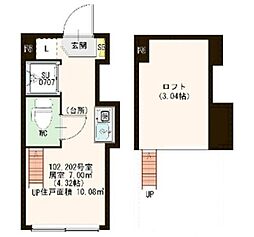 ＭＯＡ池袋 2階ワンルームの間取り