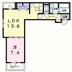 ヒカルサ岸和田畑町 1LDKの間取図画像