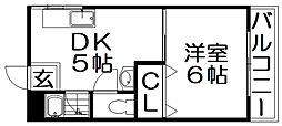 香栄マンション 1DKの間取図画像