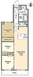 アジールコート練馬中村橋 2SLDKの間取図画像
