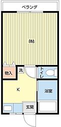 T・Kハイツ 1Kの間取図画像