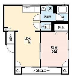 向野コーポ 1LDKの間取図画像