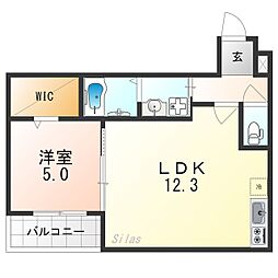 フジパレス桜井 1LDKの間取図画像