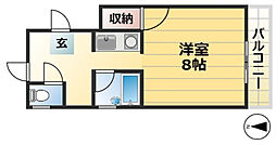 中田マンション 4階1Kの間取り
