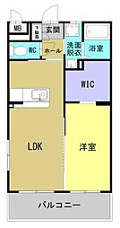 ハイドパーク 201 2階1LDKの間取り