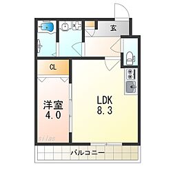 ブルームーン 1LDKの間取図画像