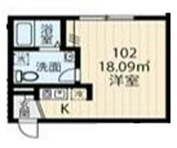 ＨＡＳＡＩ ＢＵＩＬＤＩＮＧ 北千住 1階ワンルームの間取り