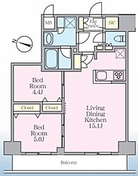 S-RESIDENCE板橋大山clair 2LDKの間取図画像
