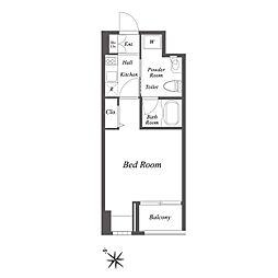 ニューシティアパートメンツ新川II 5階1Kの間取り