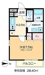 K&K141 1Kの間取図画像
