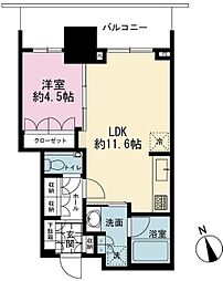 BRANZ TOWER芝浦 14階1LDKの間取り