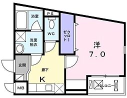 大山プレイス 1Kの間取図画像