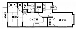 ピナクル道善D 2DKの間取図画像