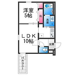 フジパレス堺もず2番館 1LDKの間取図画像