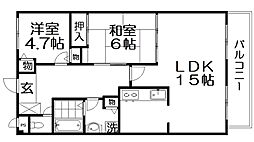 レオン友田 2LDKの間取図画像