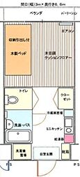 多摩学生マンション 1Kの間取図画像