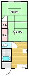 四藤荘 2DKの間取図画像