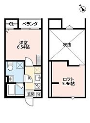 南海高野線 堺東駅 徒歩18分の賃貸アパート 2階1Kの間取り