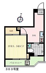 パラスト西原 1DKの間取図画像