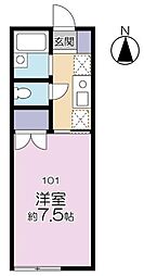 ガーデンハウス豪徳寺 1Kの間取図画像