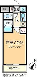 アムス門前仲町 富岡 2階1Kの間取り