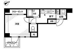 プレール大塚北 1Kの間取図画像